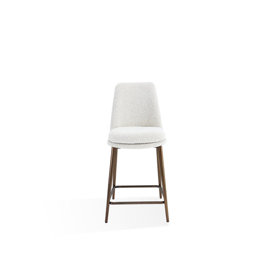 Modus Wyatt Upholstered Counter Stool in Ricotta Boucle and Bronze Metal