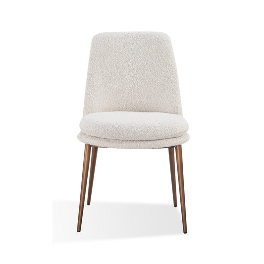 Modus Wyatt Upholstered Dining Chair in Ricotta Boucle and Bronze Metal