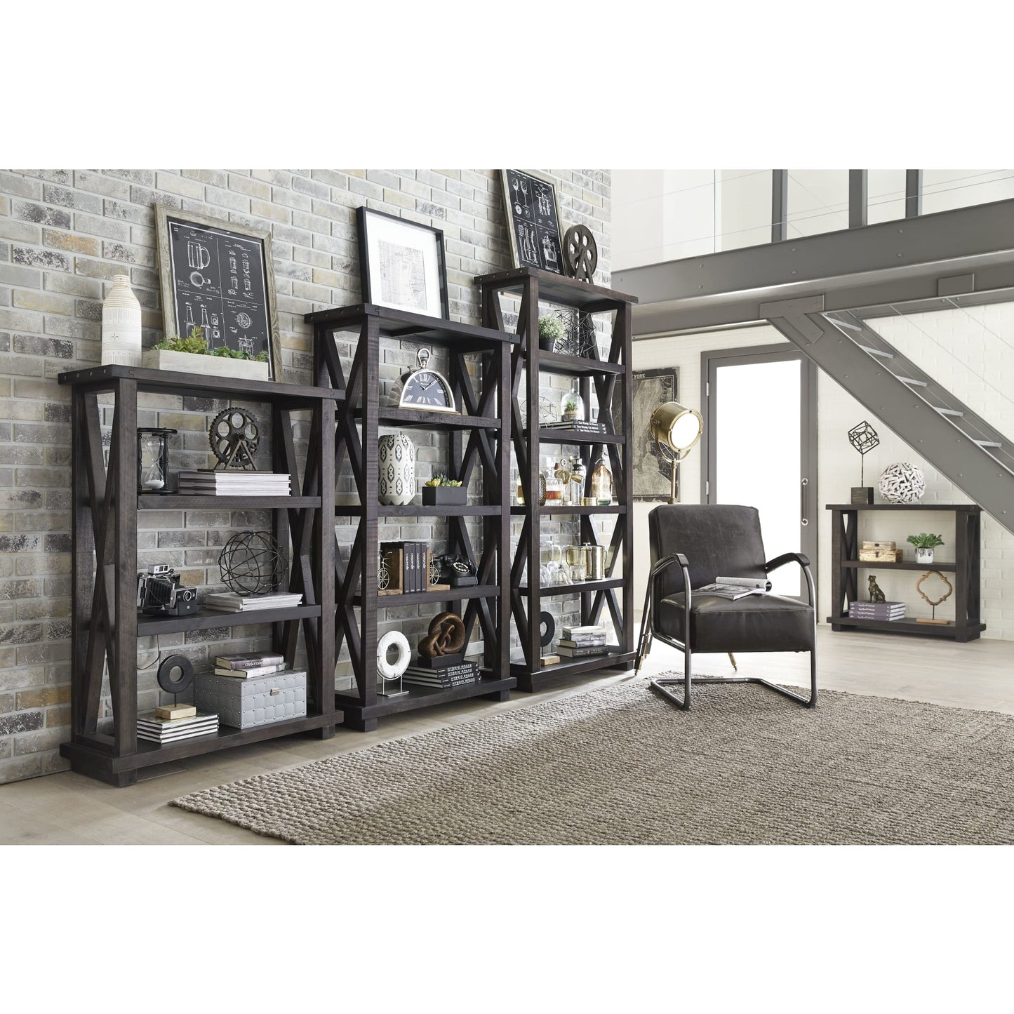 Modus Yosemite Solid Wood 54x39 inch Bookshelf in Cafe