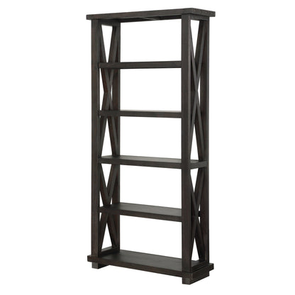 Modus Yosemite Solid Wood 82x39 inch Bookshelf in Cafe
