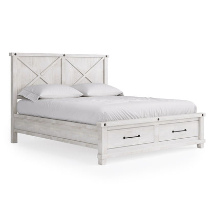 Modus Yosemite Solid Wood Footboard Storage Bed in Rustic White