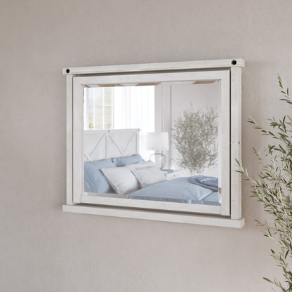 Modus Yosemite Solid Wood Mirror in Rustic White