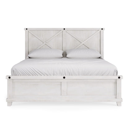Modus Yosemite Solid Wood Panel Bed in Rustic White