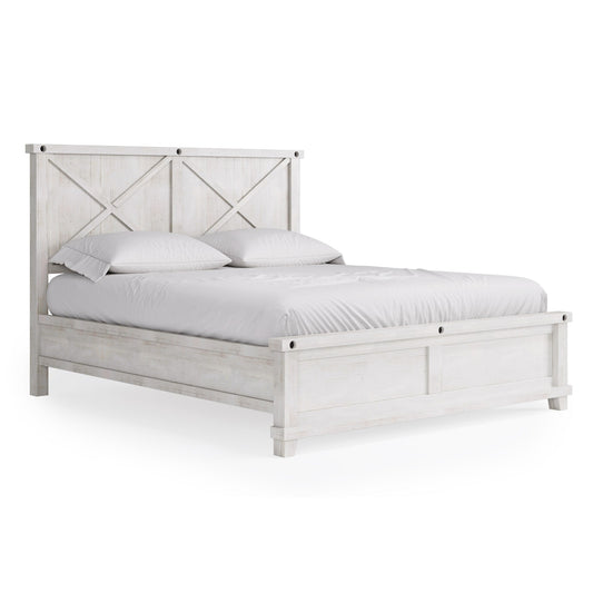 Modus Yosemite Solid Wood Panel Bed in Rustic White