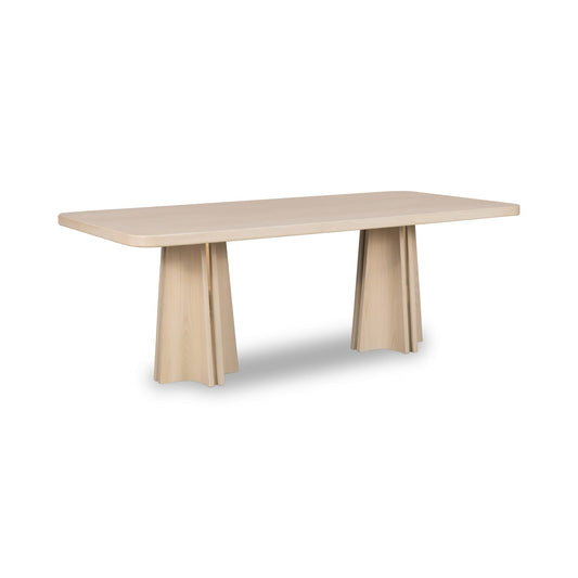 Modus Zinnia Ash Wood Double Pedestal Dining Table in White Sand