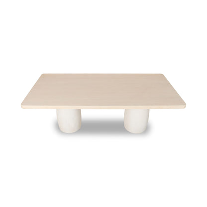 Modus Zinnia Plaster Base Wood Top Dining Table in White Sand and Ivory