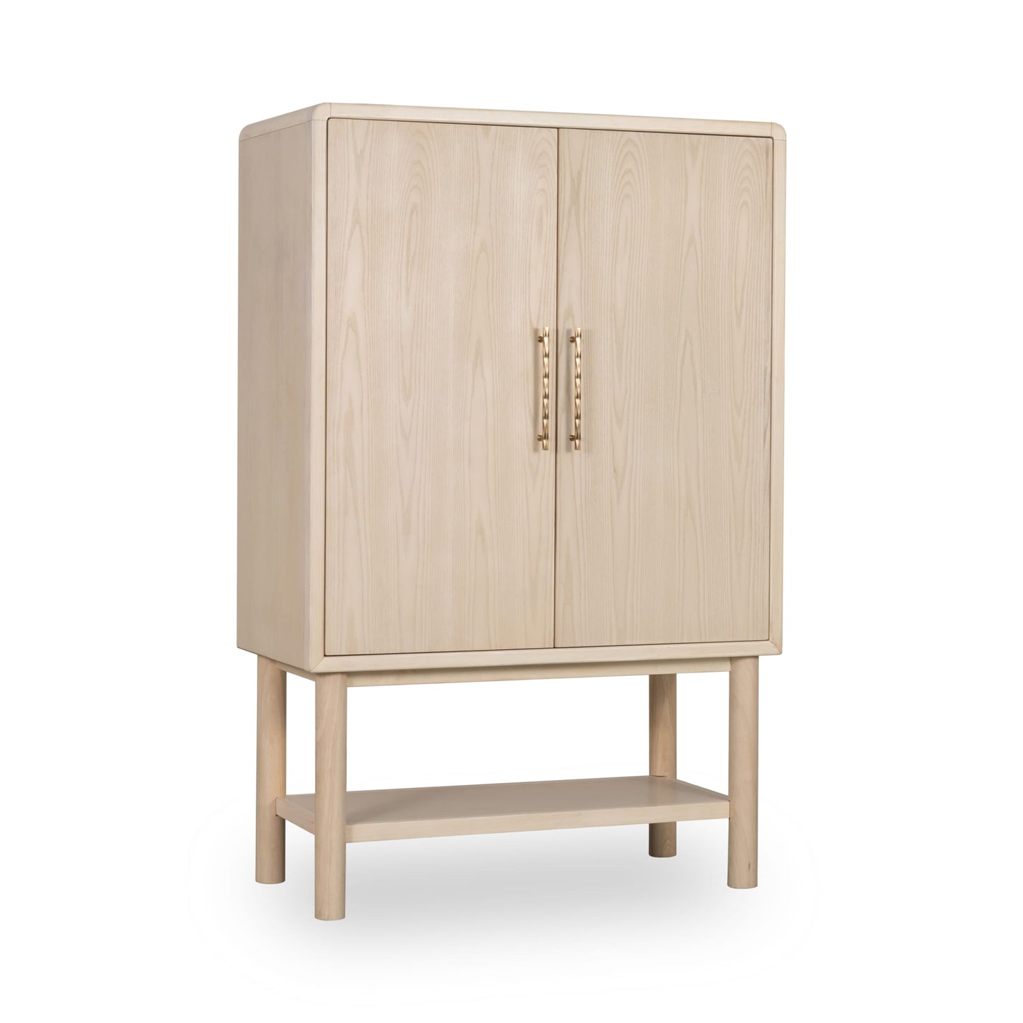 Modus Zinnia Two Door Ash Wood Bar Cabinet in White Sand