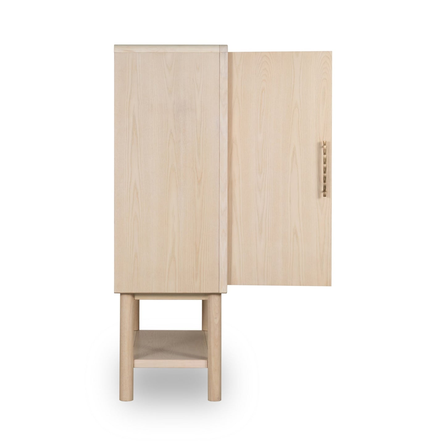 Modus Zinnia Two Door Ash Wood Bar Cabinet in White Sand