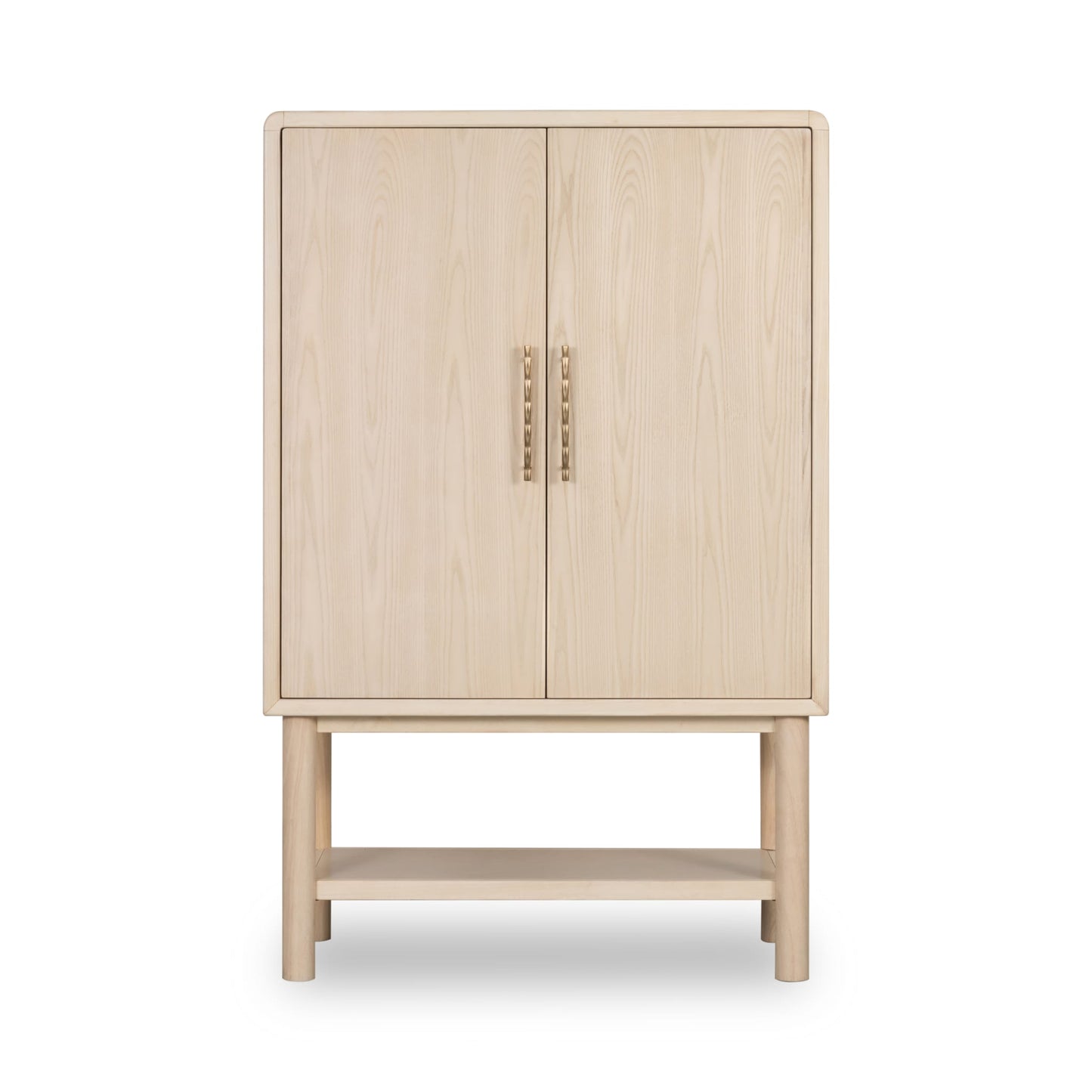 Modus Zinnia Two Door Ash Wood Bar Cabinet in White Sand