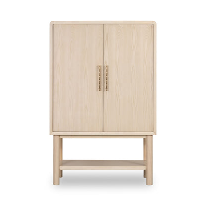 Modus Zinnia Two Door Ash Wood Bar Cabinet in White Sand