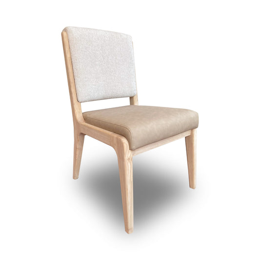 Modus Zinnia Upholstered Dining Chair in White Sand, Buttermilk Leather and Dune Chenille