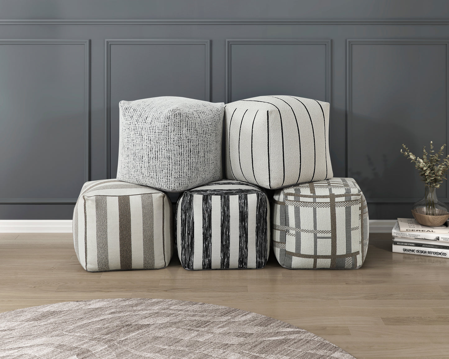 Homelegance Pewter Multi-color Pouf P31013