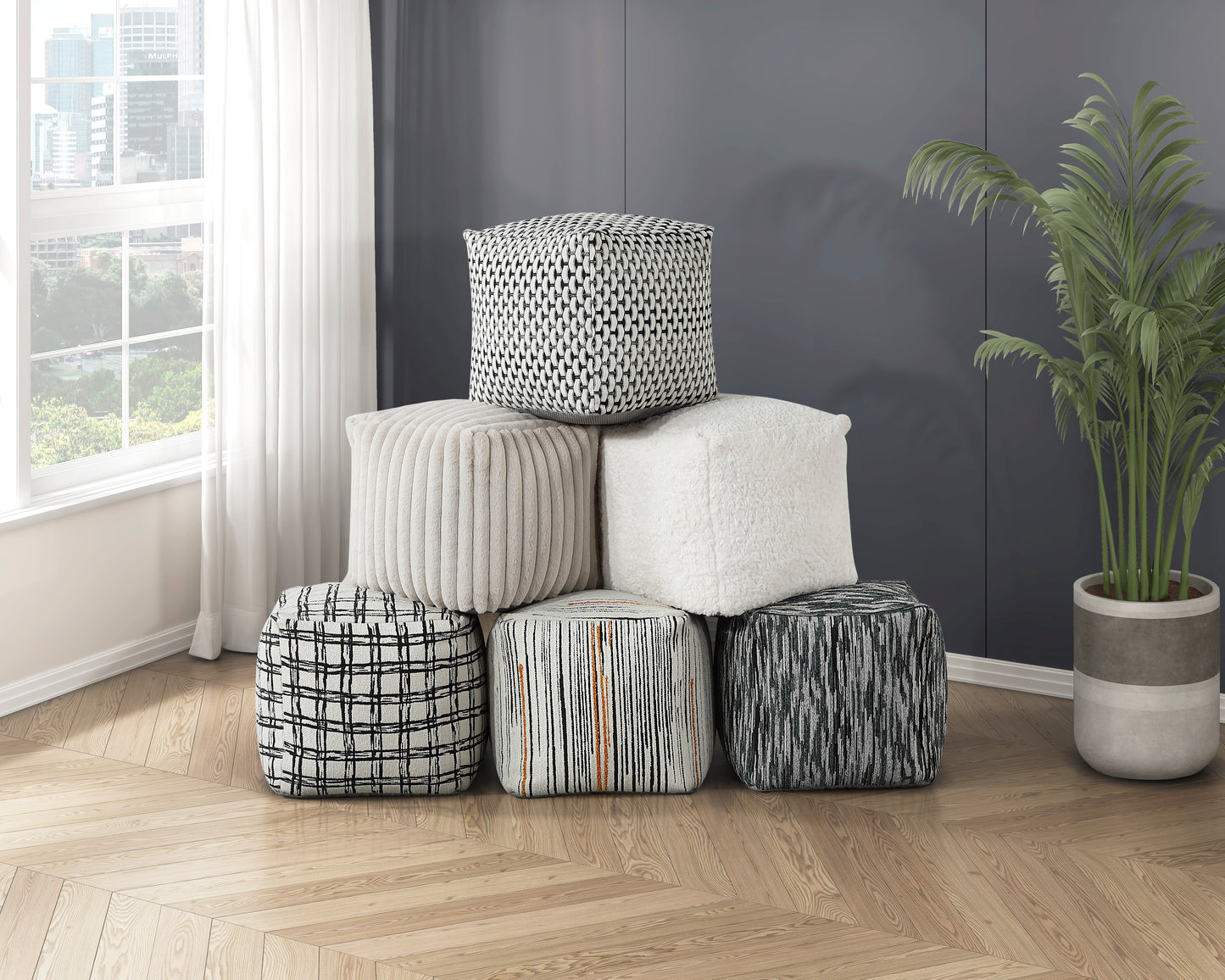 Homelegance Lundy Multi-color Pouf P31016