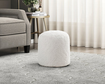 Homelegance Nice Off-White Faux Fur Pouf P31010