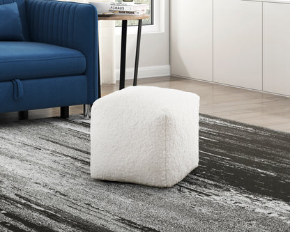 Homelegance Celina Off-White Faux Fur Pouf P31011