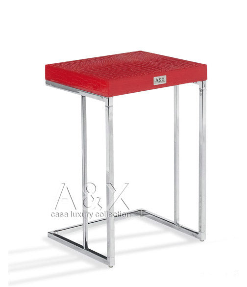 Amelia Modern Red Crocodile Lacquer End Table Set