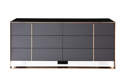 Nova Domus Cartier Modern Black and Rosegold Dresser