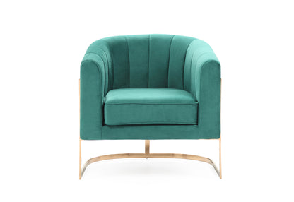 Modrest Trask Modern Green Velvet and Rosegold Accent Chair