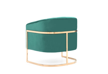 Modrest Trask Modern Green Velvet and Rosegold Accent Chair
