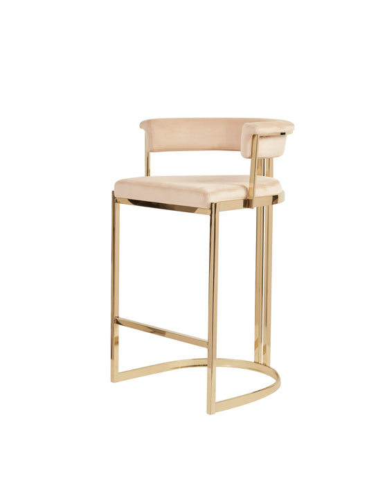 Modrest Munith Modern Beige Velvet and Gold Counter Stool