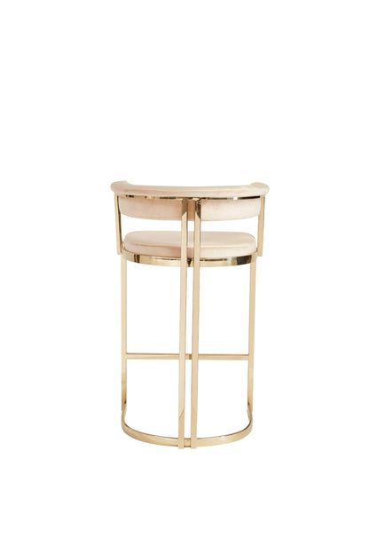 Modrest Munith Modern Beige Velvet and Gold Counter Stool