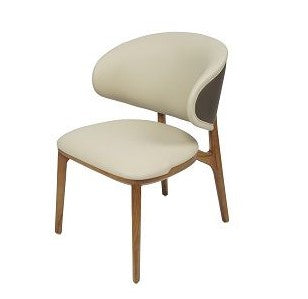 Modrest Chance Cream Fabric and Walnut Dining Chair Set of 2