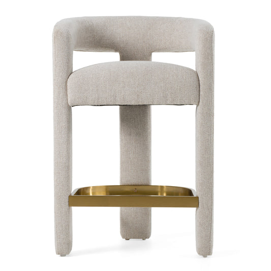 Modrest Adam Modern Beige Fabric Brass Counter Chair