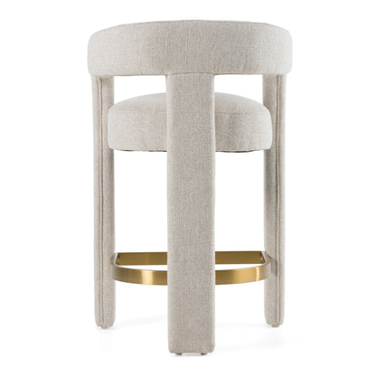 Modrest Adam Modern Beige Fabric Brass Counter Chair