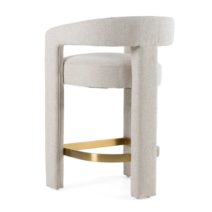 Modrest Adam Modern Beige Fabric Brass Counter Chair