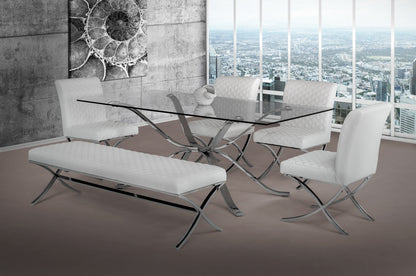 Modrest Adderley Modern Stainless Steel w/ Glass Top Dining Table