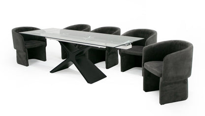 Modrest Adler Modern Black Glass Extendable 63"/94.5" Dining Table