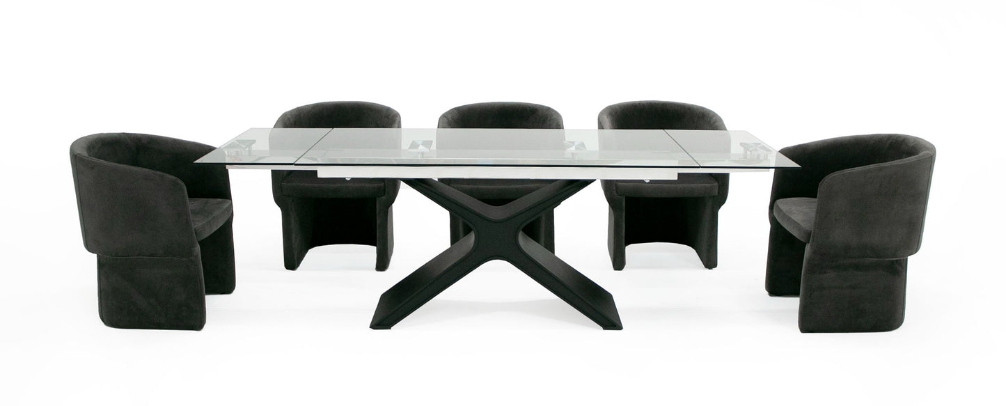 Modrest Adler Modern Black Glass Extendable 63"/94.5" Dining Table