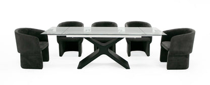 Modrest Adler Modern Black Glass Extendable 63"/94.5" Dining Table