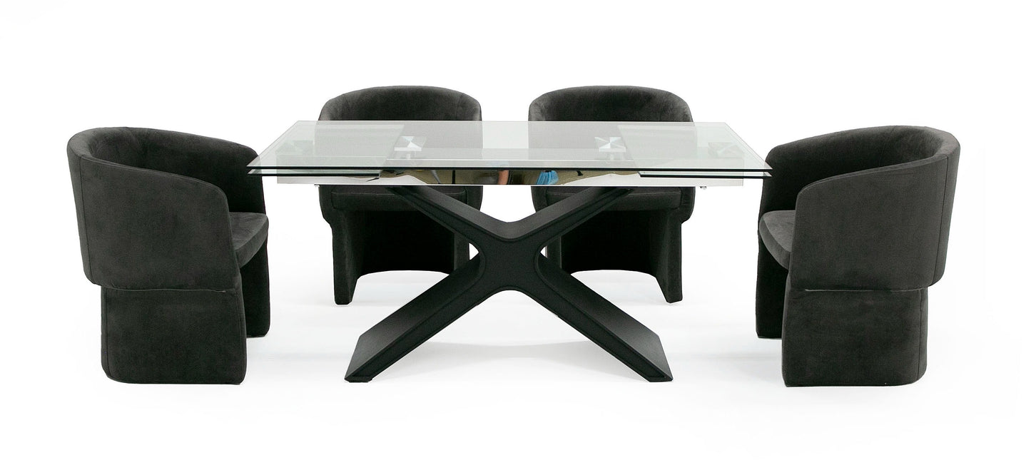 Modrest Adler Modern Black Glass Extendable 63"/94.5" Dining Table