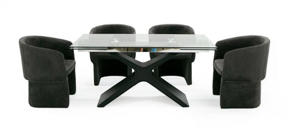 Modrest Adler Modern Black Glass Extendable 63"/94.5" Dining Table