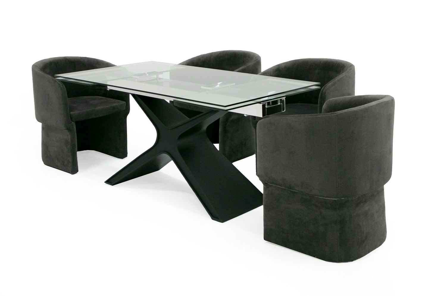 Modrest Adler Modern Black Glass Extendable 63"/94.5" Dining Table