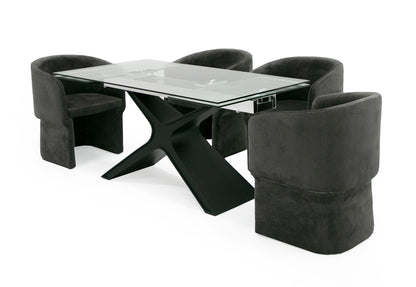 Modrest Adler Modern Black Glass Extendable 63"/94.5" Dining Table