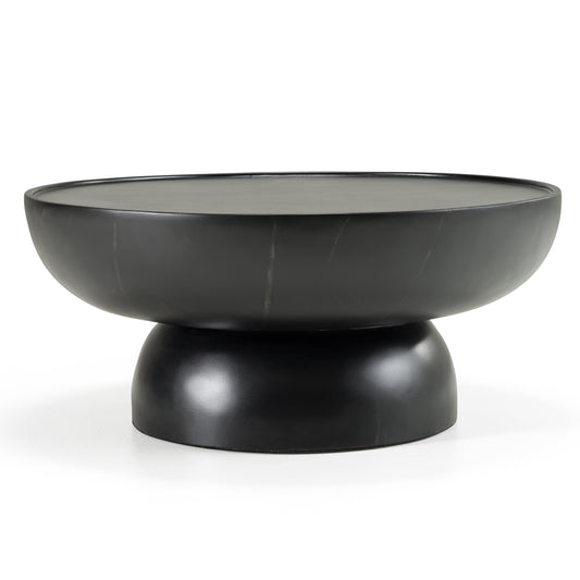 Modrest Akron Modern Black and White Faux Marble Round Coffee Table