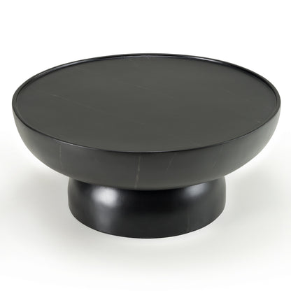 Modrest Akron Modern Black and White Faux Marble Round Coffee Table