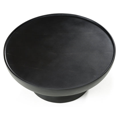 Modrest Akron Modern Black and White Faux Marble Round Coffee Table