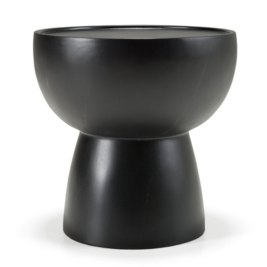 Modrest Akron Modern Black and White Faux Marble Round End Table