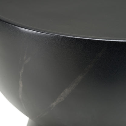 Modrest Akron Modern Black and White Faux Marble Round End Table