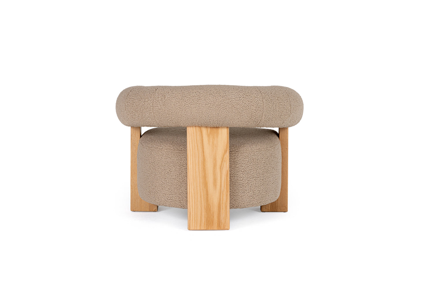 Modrest Alamo Modern Beige Faux Sheepskin Oak Accent Chair