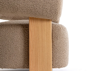 Modrest Alamo Modern Beige Faux Sheepskin Oak Accent Chair