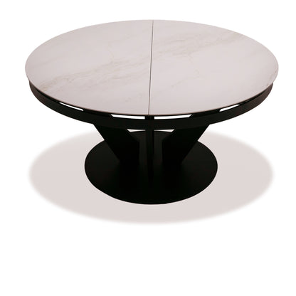 Modrest Alberta Modern Black and White Ceramic Extendable 59"/86.5" Oval Dining Table