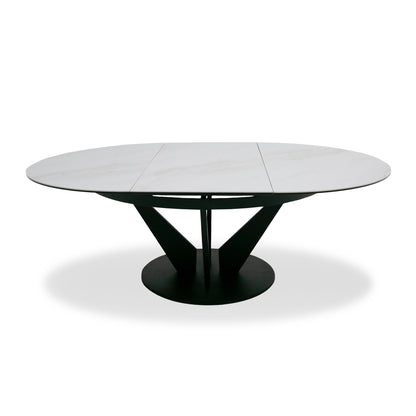Modrest Alberta Modern Black and White Ceramic Extendable 59"/86.5" Oval Dining Table