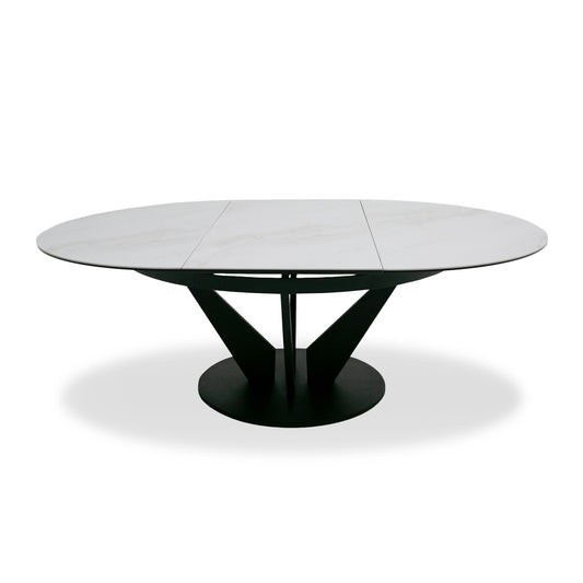 Modrest Alberta Modern Black and White Ceramic Extendable 59"/86.5" Oval Dining Table
