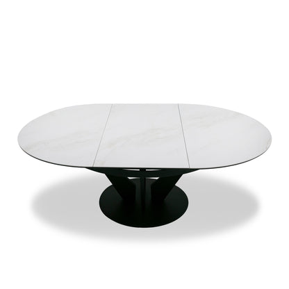 Modrest Alberta Modern Black and White Ceramic Extendable 59"/86.5" Oval Dining Table