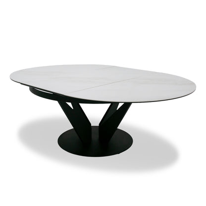 Modrest Alberta Modern Black and White Ceramic Extendable 59"/86.5" Oval Dining Table