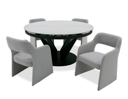 Modrest Alberta Modern Black and White Ceramic Extendable 59"/86.5" Oval Dining Table